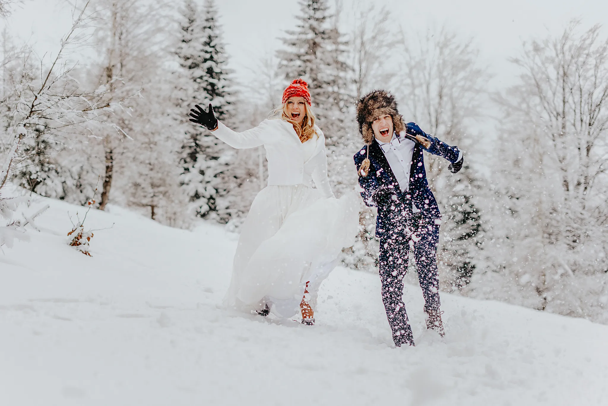 para mloda w zimowym szalenstwie w gorach zdjecia slubne tychy studio grygierczyk